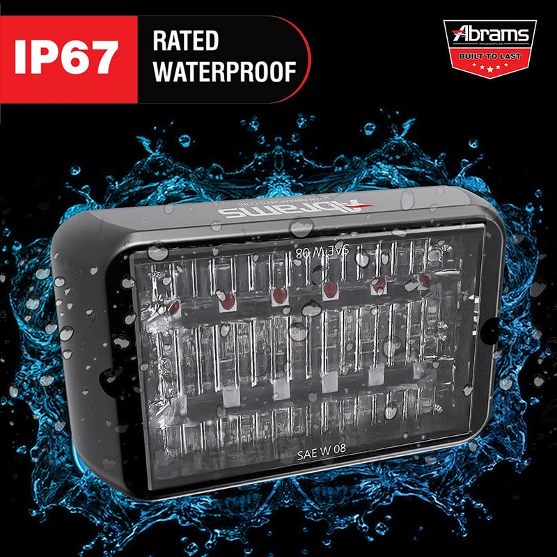 Abrams SAE Class-1 Bold 12 [Amber/White] 36W - 12 LED Snow Plow Truck Vehicle LED Grille Light Head Surface Mount Strobe Warning Light - Image 4